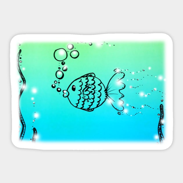 Fish Underwater Doodle Sticker by 1Redbublppasswo